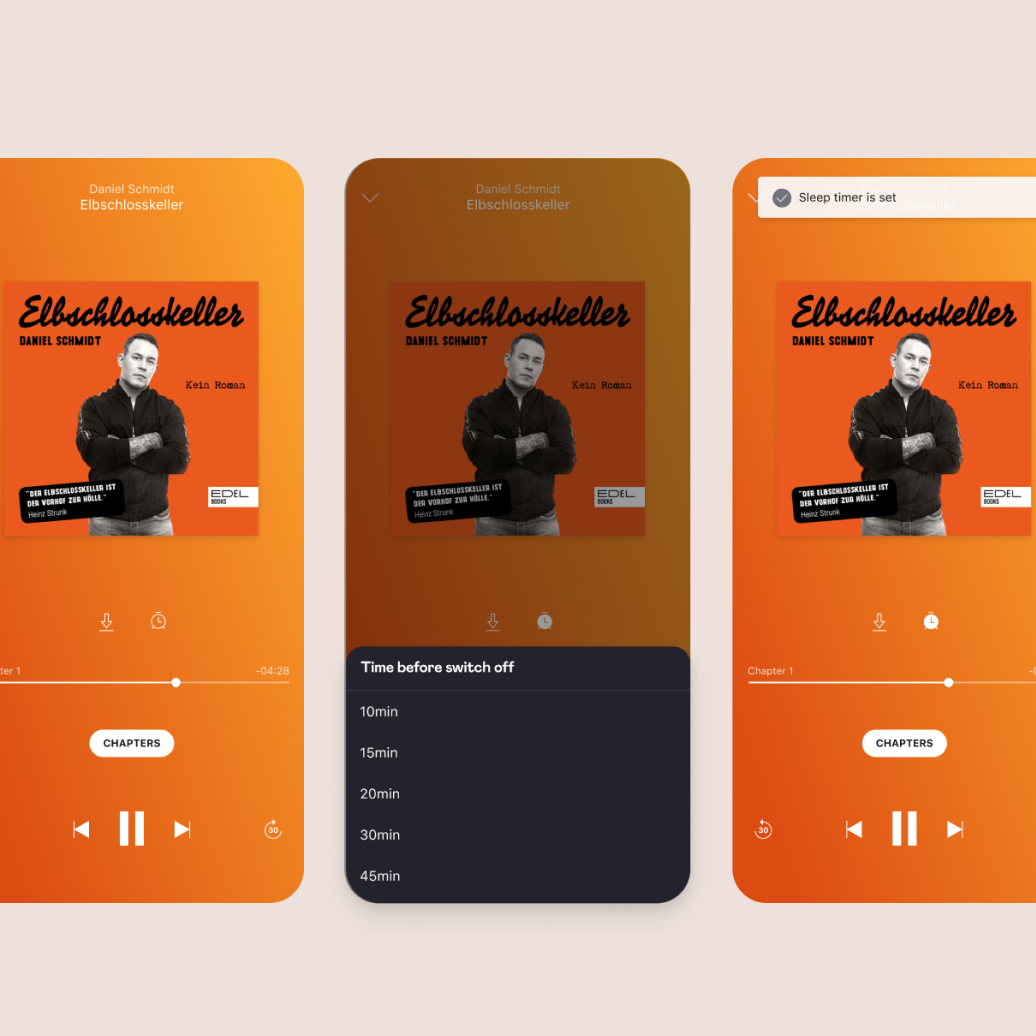 Audiobooks by Deezer's sleep timer